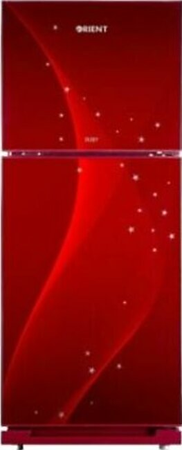 Orient Ruby 260 Freezer-On-Top Glass Door Refrigerator 9 Cu Ft-Space Red