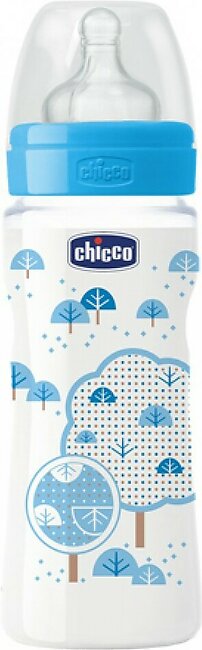 Chicco Wellbeing Silicone Bottle 330ml - 4M+ Blue