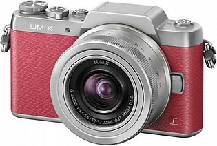 Panasonic Pink and Silver Lumix Mirrorless Camera (DMC-GF7) with 12-32mm Lens