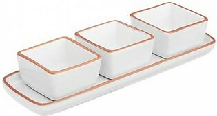 Premier Home Calisto Dishes With Tray - Set Of 3 White (722854)