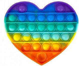 Planet X Bubble Fidget Pop It Rainbow Heart Silicone Toy (PX-10998-2)