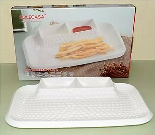 Easy Shop 11" Serving French Fries & DIP Plate - White