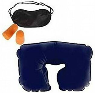 Muzamil Store Travel Pillow Car-Eye Mask & Ear Plug 3-in-1 Travel Kit