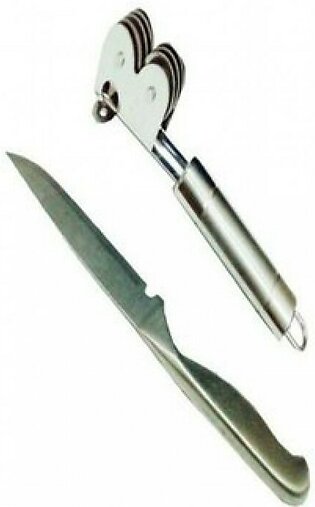 SubKuch Knife & Knife Sharpener Silver - Pack of 2 (BDDP-PDDP)