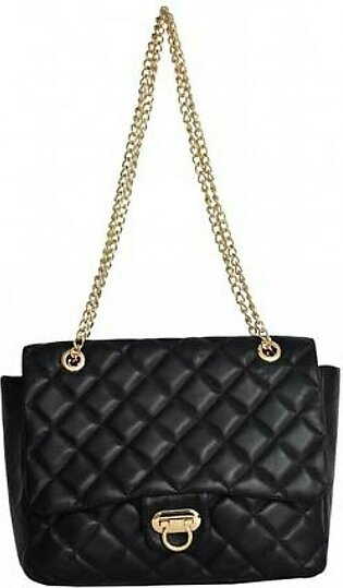 Desiderio Leather Chain Strap Shoulder Bag For Women Black (816)