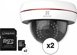 Ezviz Husky 1080p Wi-Fi Dome Camera 2-Pack & 16GB microSD Card (CV-220)