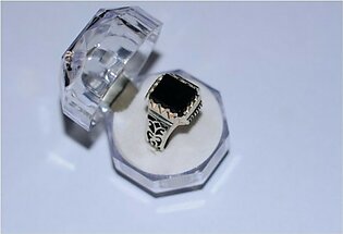 Gilgit Bazar Aqeeq Real Stone Ring For Men Black (GB496)