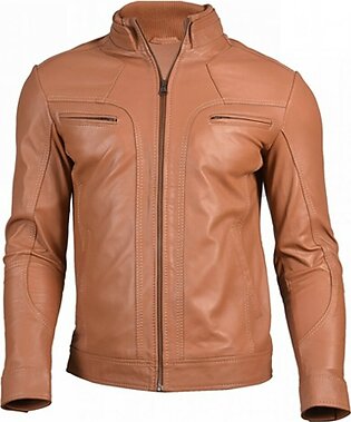 Rubian Store Leather Jacket For Men - Mustard (0557)