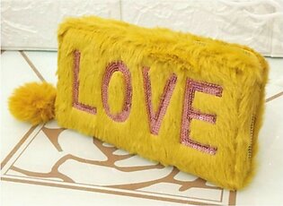 Sale Out Love Fluffy Fur Women Hand Clutch