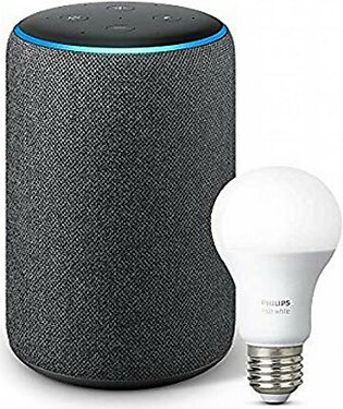 Amazon Echo Plus 2nd Generation Smart Speaker Charcoal With Philips Hue Bulb