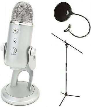 Blue Microphones Yeti USB Microphone with Boom Microphone Stand and Knox Pop Filter
