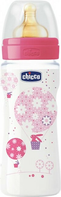Chicco Wellbeing Latex Bottle 330ml - 4M+ Pink