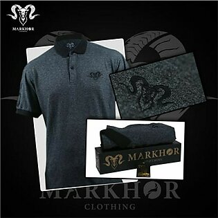 Markhor Clothing Pique Cotton Royal Black Polo Shirt Charcoal For Men