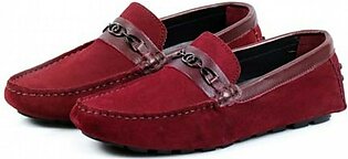 Sage Leather Casual Moccasin Shoes For Men Maroon (110371)
