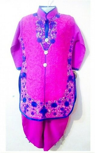 Wardrobe Desire Embroidered Kurta Shalwar For Girls - Shocking Pink