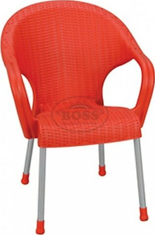 Boss Steel Plastic Princess Rattan Chair With Arms Red (BP-663-RED)