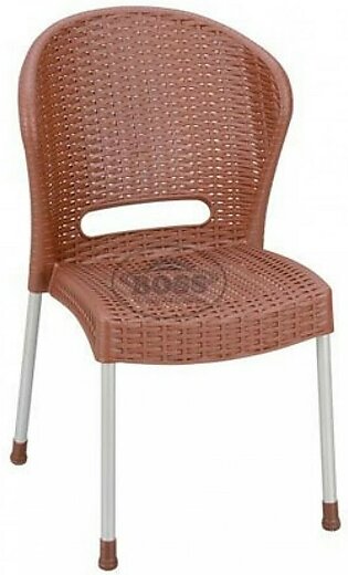 Boss Steel Plastic Jack Rattan Chair Without Arms Chocolate (BP-662-CHC)
