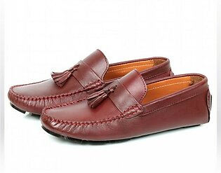 Sage Leather Moccasin Shoes For Men Maroon (110336)