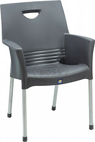 Boss Mega Jhony Pure Plastic Chair with Steel Legs (BP-317-DGRY)