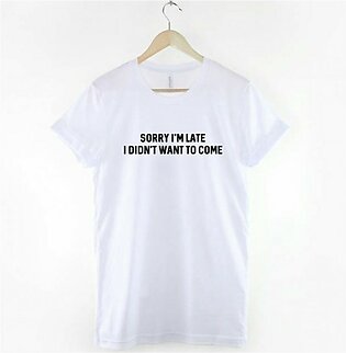 Khanani's Printed Sorry I'm Late T-Shirt For Kids White (0427)