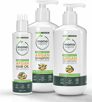 Argan Kit | Argan Hair Oil 80ml, Argan Shampoo 250ml & Argan Conditioner 250ml For Damage Repair & Hair Growth - Natural & Toxin Free