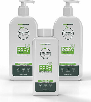 Baby Care Essential Bundle | Baby Powder 100g, Baby Lotion 200ml & Baby Hair Oil 200ml - Natural & Toxin-Free