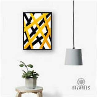 Yellow Black Abstract Canvas Painting