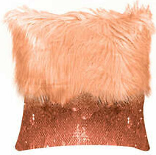 Monster fur & Sequence Orange Throw Pillow