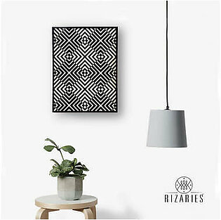 Black & White Abstract Geo Canvas Painting