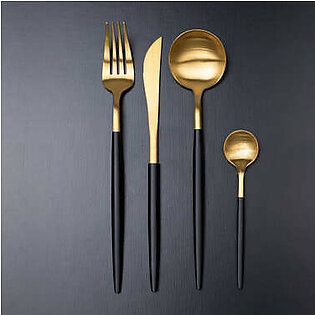 Matt Gold & Black Cutlery Set
