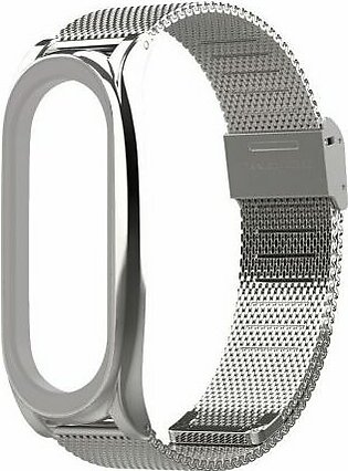 Mi Band 3/4 Metal Bracelet Replacement Strap – Milanese Plus Silver
