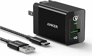 Anker PowerPort+ 1 Quick Charge 3.0 With USB-C Cable 3ft – BLACK