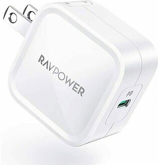 USB C Wall Charger, RAVPower 30W PD 3.0 GaN Tech Type C Fast Charging Power Delivery Foldable Adapter – RP-PC120 – White