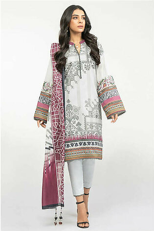 Alkaram 3 Pc Printed Lawn Suit With Cotton Net Dupatta