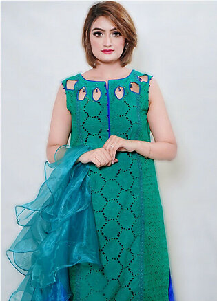 Zara Zubair Pret Chikankari 3 Piece Suit ZZ22FR Emerald