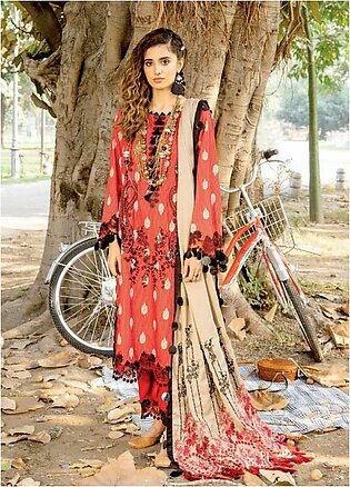 Charizma Embroidered Missouri Jacquard Suits Unstitched 3 Piece CRZ21MK MSK-20 RUBY SCARLET - Winter Collection