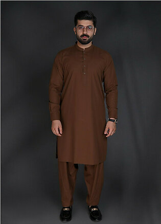 Sanaulla Exclusive Range Wash N Wear Formal Kameez Shalwar for Men - C-9165 Brown