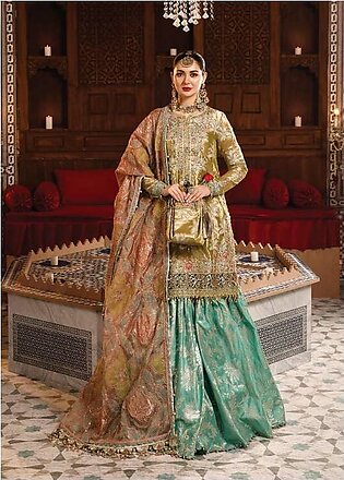 Mbroidered by Maria B Embroidered Tissue Suits Unstitched 4 Piece MB22WD D3 - Wedding Collection