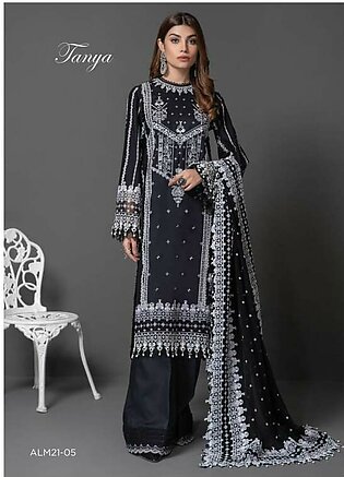 Monochrome Mystique By Anaya Embroidered Lawn Suits Unstitched 3 Piece AKC22MM ALM21-05-Tanya - Black & White Collection