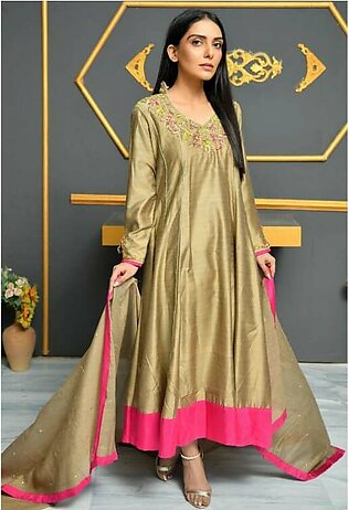 Libaas by TRJ Luxury Pret Raw Silk 3 Piece Dress LIBAAS - Beige Kalidar