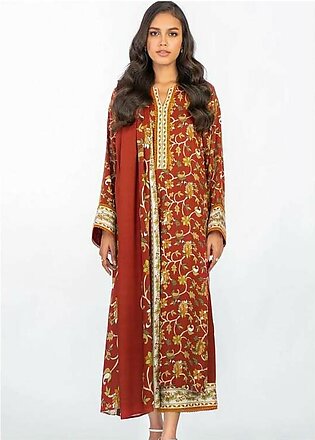 Al Karam Printed Viscose Suits Unstitched 3 Piece AK22W FW-27.1-22-Red - Winter Collection