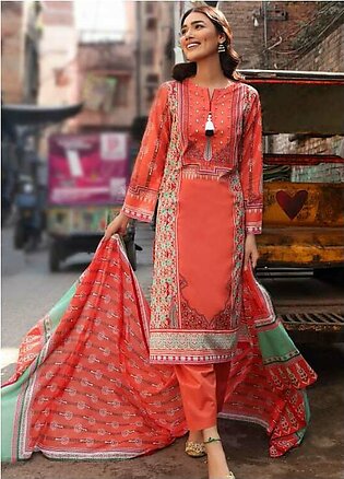 Organic By Gul Ahmed Printed Lawn Suits Unstitched 3 Piece GA21O CL1284B - Summer Collection