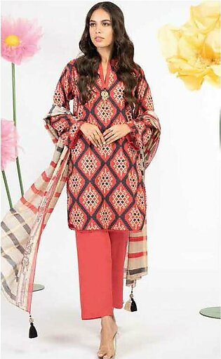 Al Karam Printed Lawn Suits Unstitched 2 Piece AK23SSL SS-53-23-Red - Summer Collection