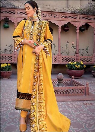 Gul Ahmed Embroidered Lawn Suits Unstitched 3 Piece GA22LF FE22010 - Luxury Eid Collection