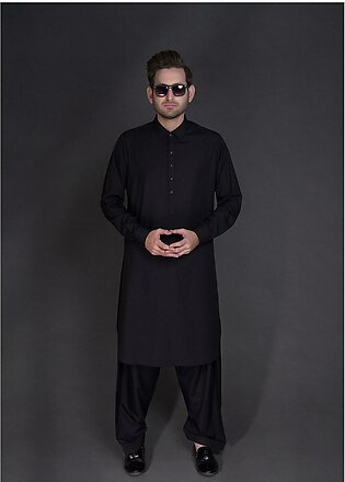 Aizaz Zafar Wash N Wear Formal Men Kameez Shalwar - D-685 Black