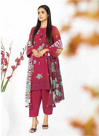Al Karam Printed Lawn Suits Unstitched 3 Piece AK23SSL SS-39-23-Red - Summer Collection