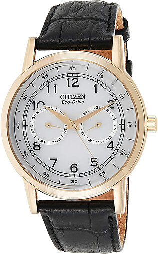 CITIZEN AO9003-16A Eco-Drive White Dial Black Leather Men's Watch