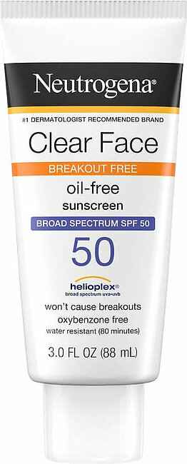 Neutrogena Clear Face Liquid Sunscreen SPF 50 Lotion 88 Ml