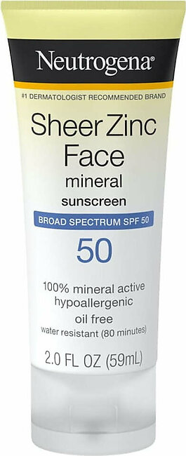 Neutrogena Sheer Zinc Sunscreen SPF 50 Face Lotion 59Ml
