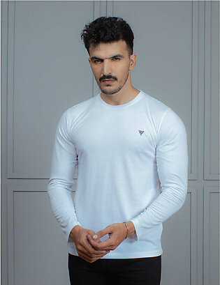 Men's full Sleeve Round Neck T-Shirt White